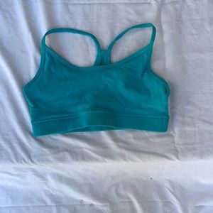 Turquoise racer back sports bra lulu